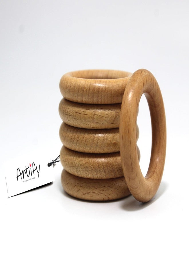 Artify | Natural Wooden Rings (5cm, 10pcs) (b) | Smooth Finished Wood Circles for Toys, Craft, DIY Projects - Pack of 10 - Image 2